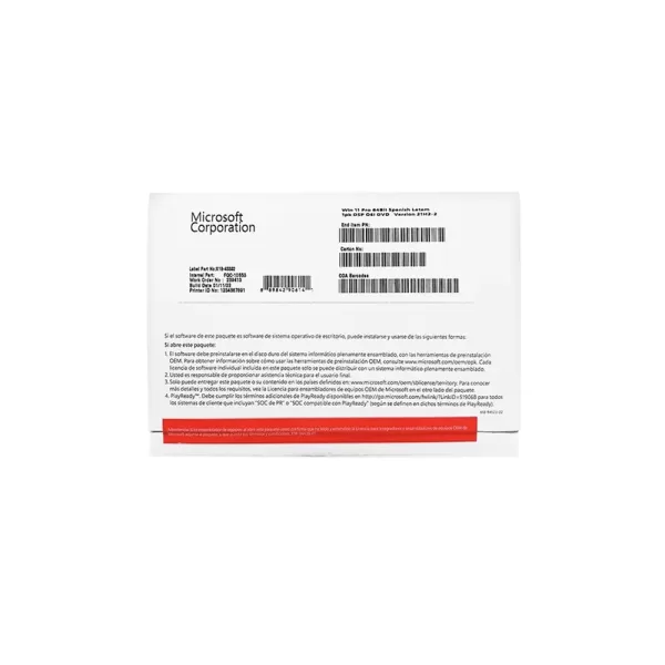 WINDOWS 11 PROFESIONAL 64BIT OEM ESPAÑOL (FQC-10553) Windows 11 Pro OEM original