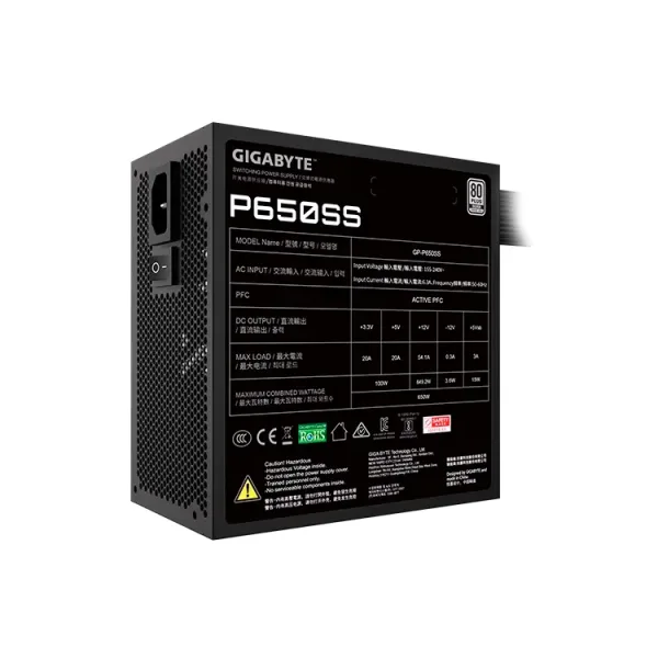 FUENTE DE PODER GIGABYTE 650W 80 PLUS SILVER (GP-P650SS) + FUENTE DE PODER GIGABYTE 650W 80 PLUS SILVER GP P650SS