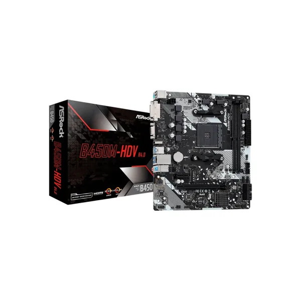 MB ASROCK B450M-HDV R4.0 AM4 Placa ASRock B450M HDV R4.0 AM4 para Ryzen