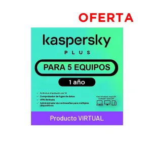 ANTIVIRUS KASPERSKY PLUS 5PC 1 AÑO VIRTUAL OFERTA