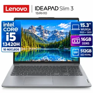Laptop Lenovo IdeaPad Slim 3 15IRH10 Intel Core i5-13420H, 16GB RAM DDR5, SSD 512GB y pantalla 15.3 pulgadas WUXGA 1920x1200.
