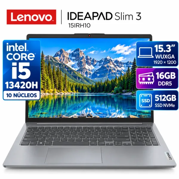 Lenovo_IdeaPad_Slim_3_15IRH10_Ventyweb Laptop Lenovo IdeaPad Slim 3 15IRH10 Intel Core i5-13420H, 16GB RAM DDR5, SSD 512GB y pantalla 15.3 pulgadas WUXGA 1920x1200.