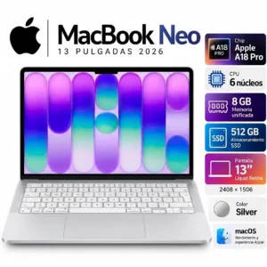 APPLE MACBOOK NEO A18 PRO RAM 8GB SSD 512GB 13" SILVER ESPAÑOL